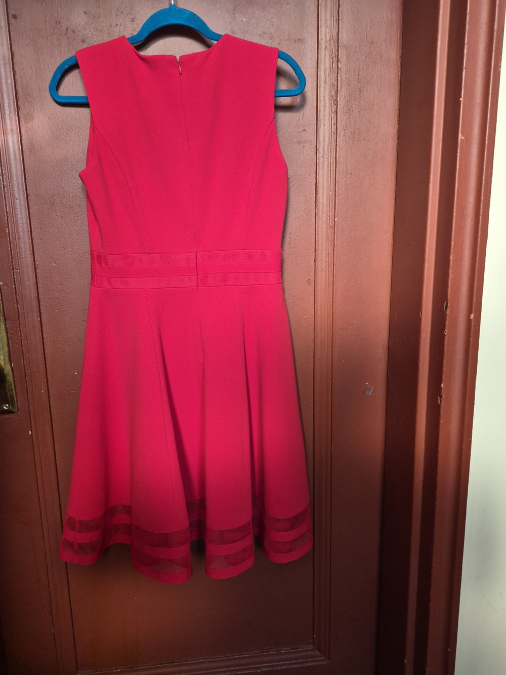 Calvin Klein Bright Red Sleeveless Midi Fit-and-Flare Dress
